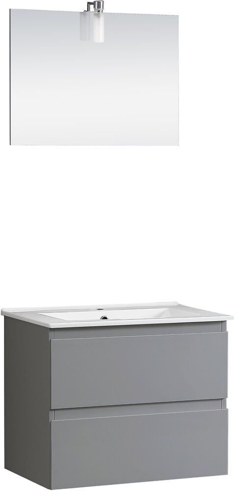 meuble vasque suspendu avec miroir - gris - l59x l45xh50cm