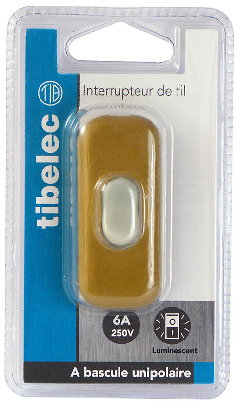 TIBELEC - Interrupteur à bascule unipolaire luminescent or - large