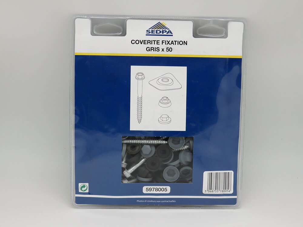 SEDPA - Kit 50 fixations coloris gris pour plaque pevacryl - large