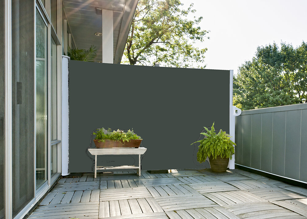 IDEAL GARD - Rideau de terrasse amovible 1.8mx3m gris acier - large