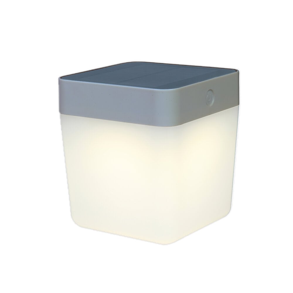 lampe solaire table cube gris
