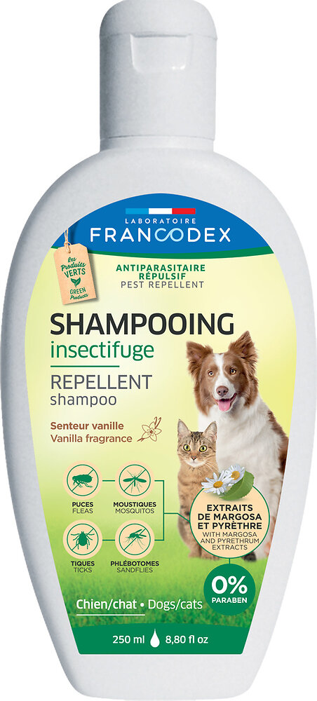 FRANCODEX - SHAMPOOING ANTIPARASITAIRE REPULSIF VANILLE CHIEN & CHAT 250ml - large