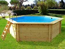 HABITAT ET JARDIN Piscine bois " Hawai " - 4.10 x 1.18 m + Mini pompe à chaleur ...