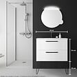 PLANETE_BAIN - Meuble salle de bain blanc mat 80 cm simple vasque à suspendre avec poignets et pieds noir mat - So matt - vignette