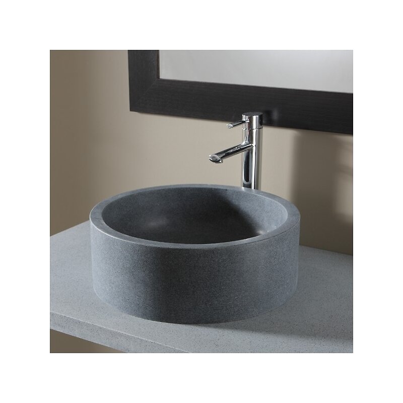 PLANETE_BAIN - Vasque à poser en pierre gris cylindrique - large