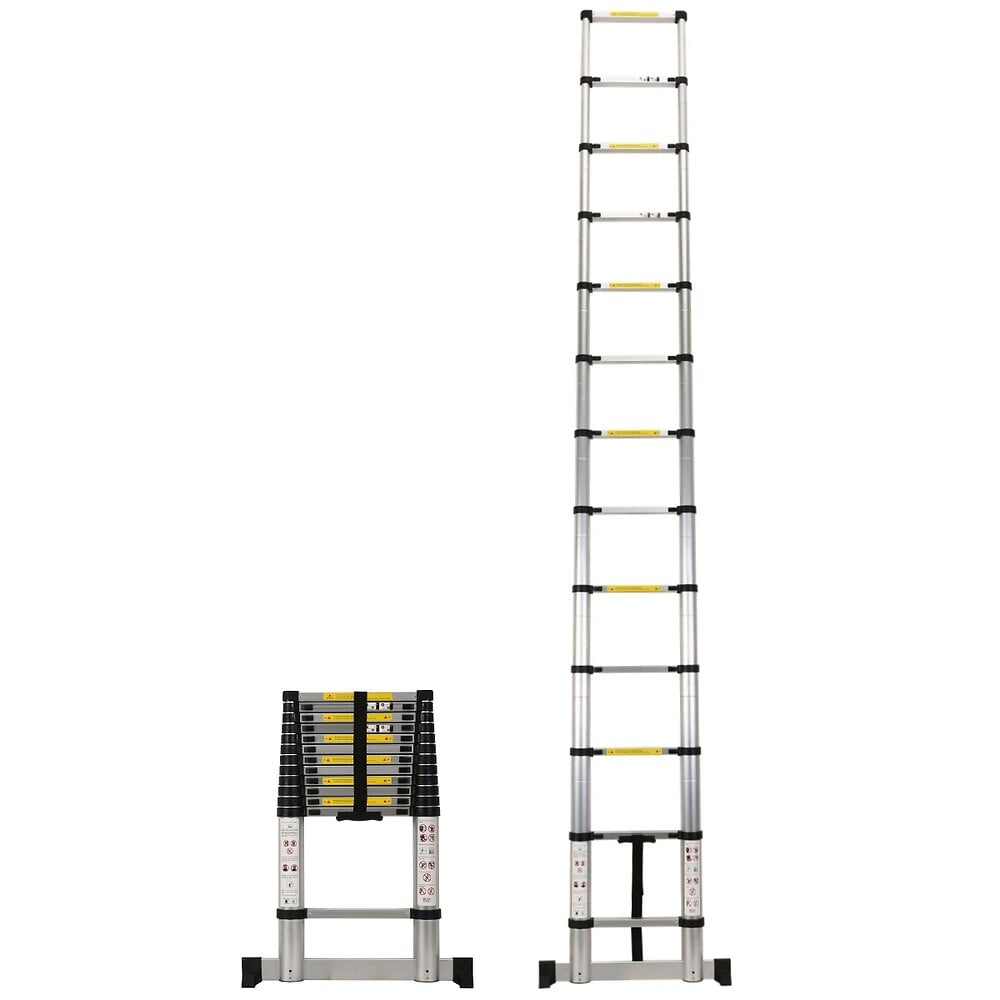 Echelle telescopique 3,8m TELESCOVA12+, Aluminium, Pliable, Extensible,  Multi-fonction, Hauteur de travail max 4,7m, Crochets Amovibles, Garantie 5  ans