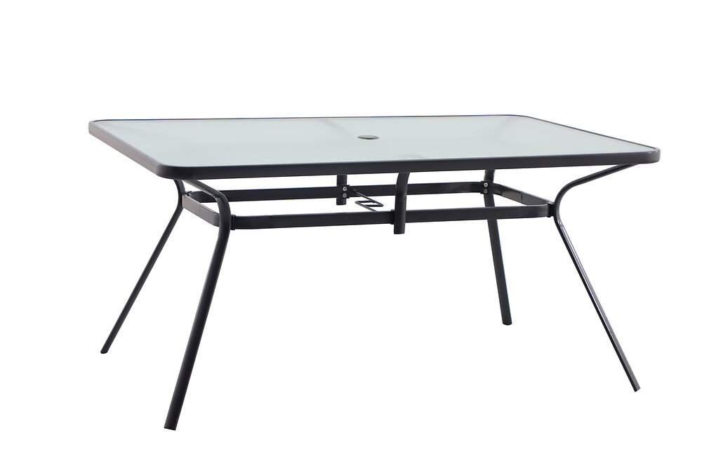 Table jardin rectangulaire acier verre noire 150x90x71cm - large