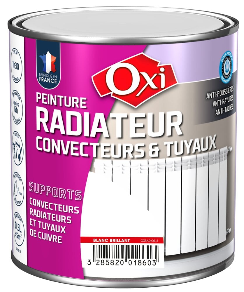 OXI - Peinture radiateur convecteurs et tuyaux blanc brillant 1.5l - large