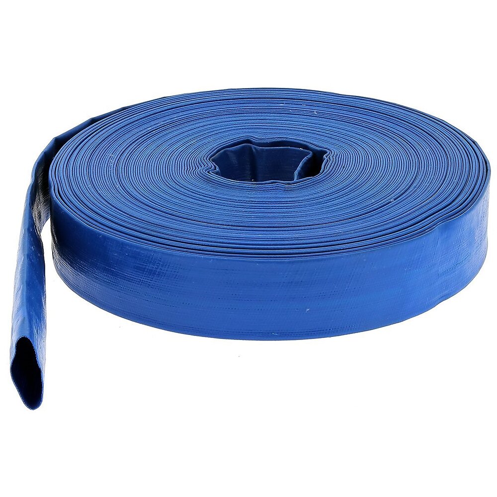 HUGGY_TUYAUX - Tuyau de refoulement plat Ø 102 mm (4'') bleu - Longueur 50 mètres - large