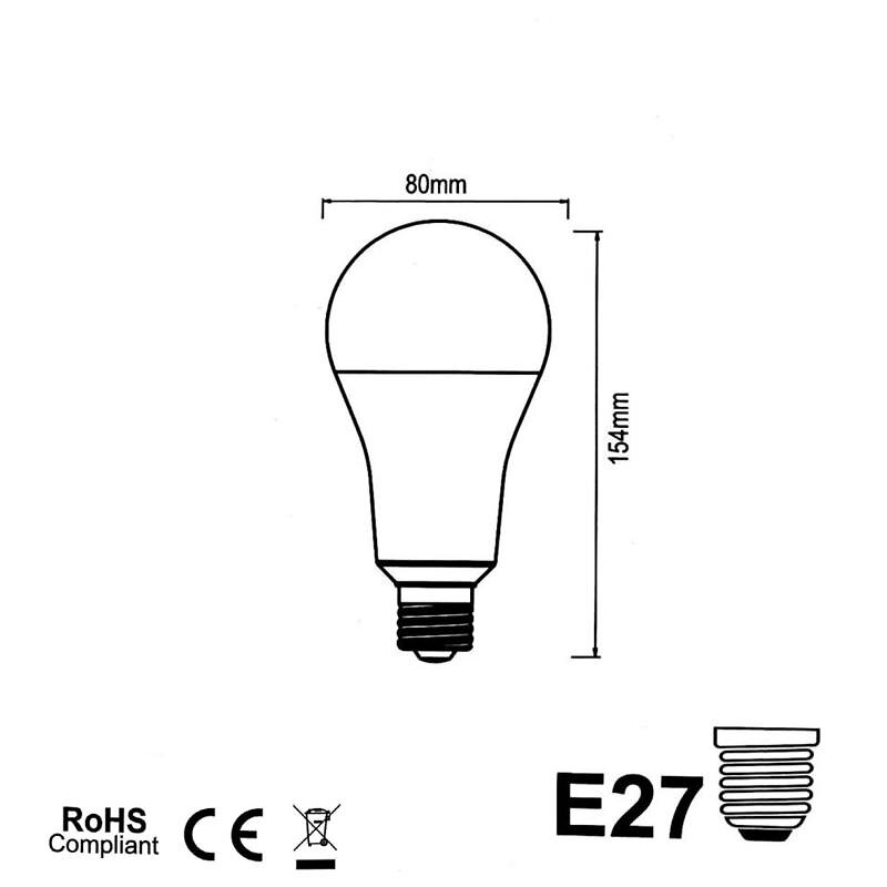 SILAMP - Ampoule E27 LED 20W 220V A80 - Blanc Chaud 2300K - 3500K - SILAMP - large