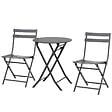 OUTSUNNY - Salon de jardin bistro pliable - table ronde Ø 60 cm avec 2 chaises pliantes - métal thermolaqué gris - vignette