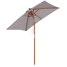 OUTSUNNY Parasol rectangulaire inclinable bois polyester haute densité ...