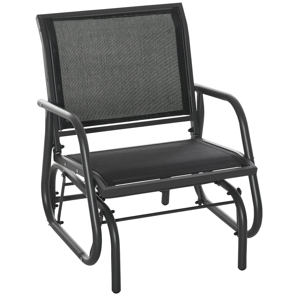 OUTSUNNY - Fauteuil à bascule de jardin rocking chair design contemporain métal textilène noir - large
