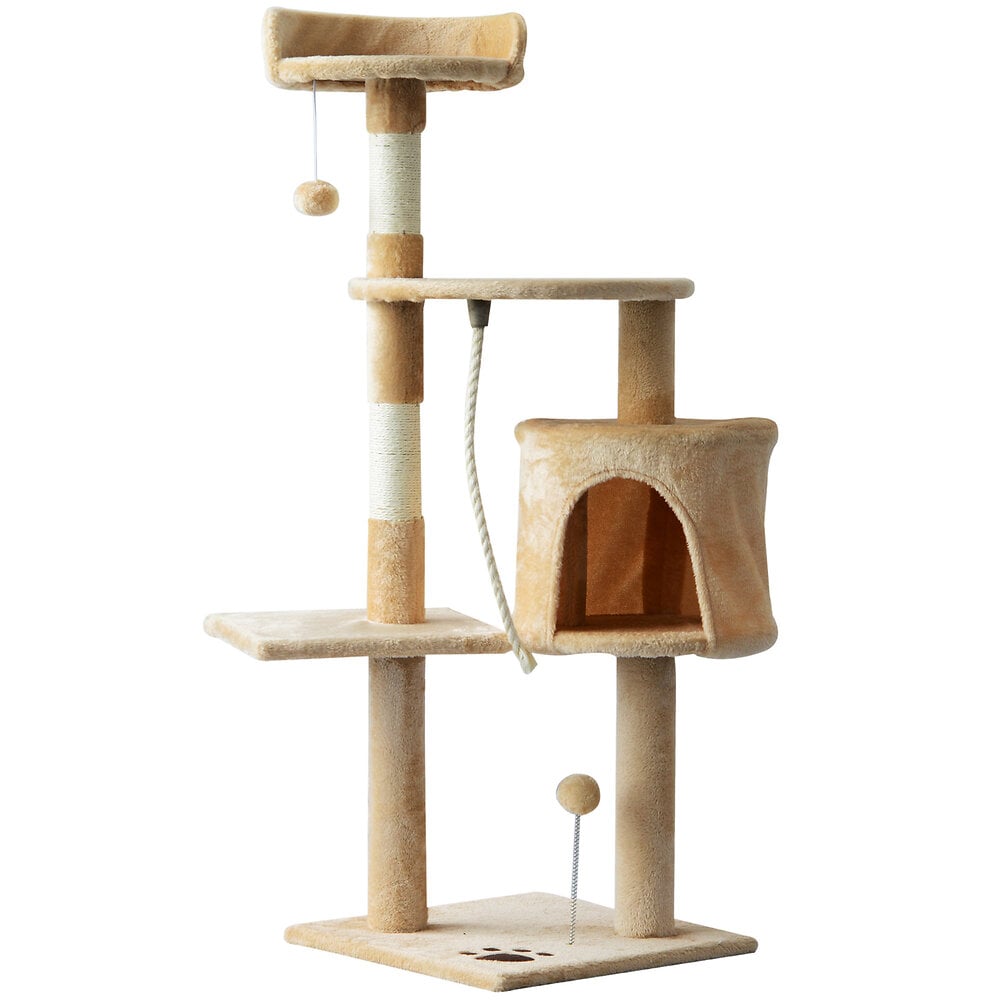 Arbre A Chats Multi Equipements Griffoirs Grattoirs Plateformes Niche Corde Jouets 40l X 40l X 114h Cm Beige Bricomarche