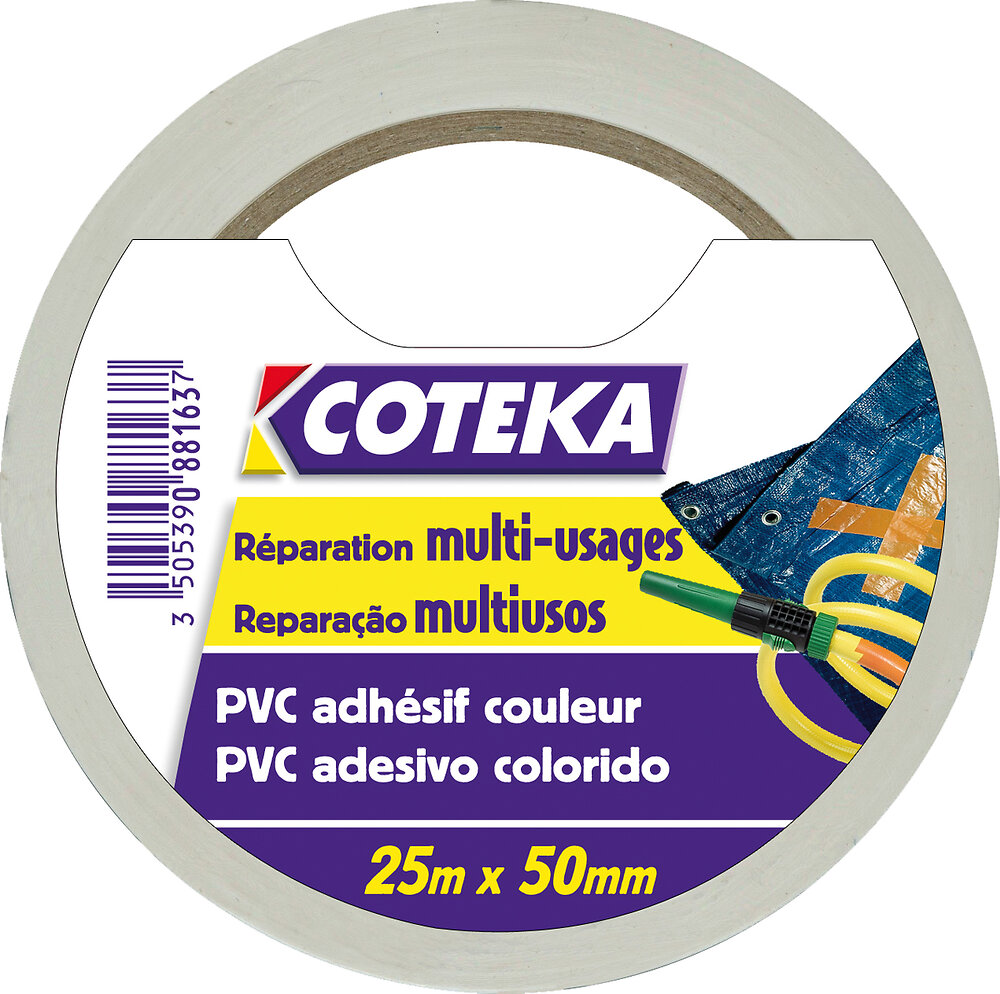 COTEKA - Adhésif réparation multi usage blanc 25x50mm - large