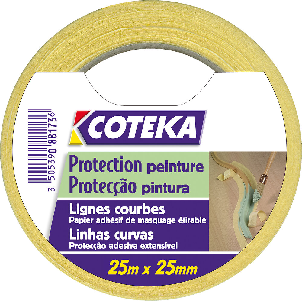 COTEKA - Adhésif cache crêpé 25x25mm - large