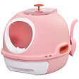 PAWHUT - Maison de toilette portable pour chat tiroir à litière coulissant porte battante lucarne + pelle fournis dim. 47L x 55l x 44H cm rose - vignette