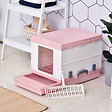 PAWHUT - Maison de toilette pliable portable pour chat tiroir à litière coulissant porte battante transparente + pelle fournis 43L x 54l x 42H cm rose - vignette