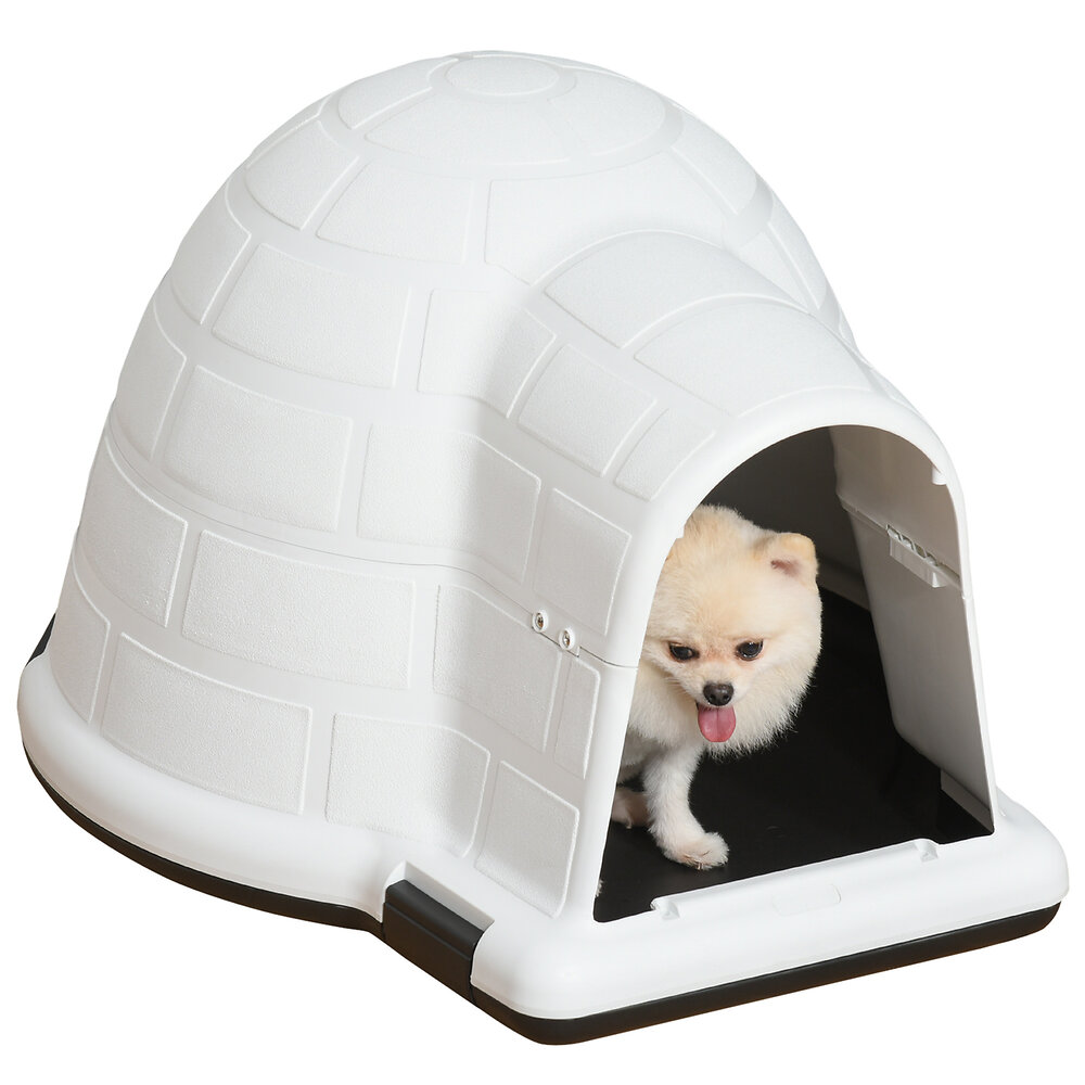 Niche Chien Niche Igloo Maison Pour Chat Dim 80l X 68l X 53h Cm Polypropylene Blanc Noir Bricomarche