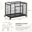 PAWHUT - Cage pour chien pliable cage de transport sur roulettes 2 portes verrouillables plateau amovible dim. 94L x 58l x 69H cm métal gris noir - vignette