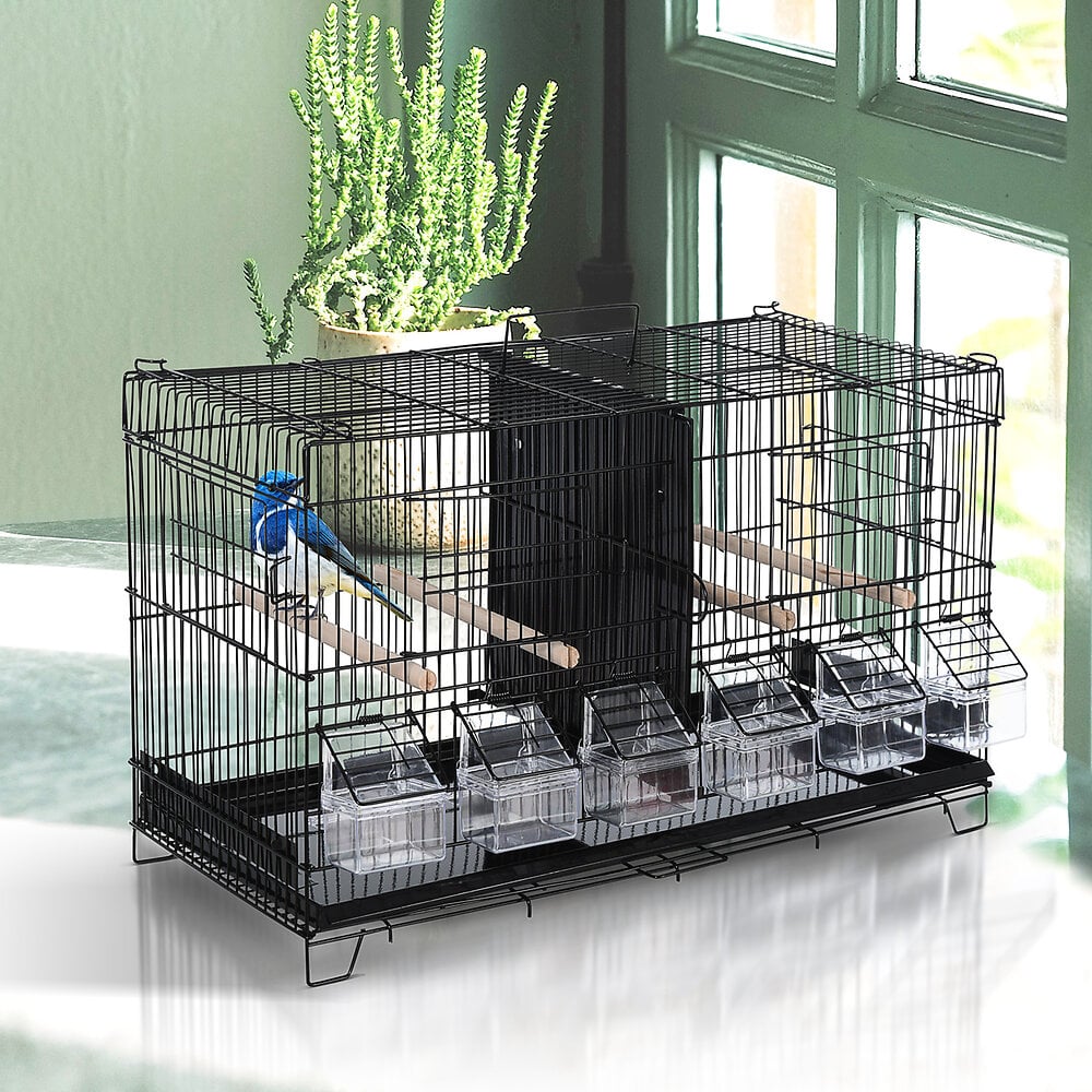 PawHut Cage à oiseaux dim. 59,5L x 29,8I x 35,3H cm mangeoires