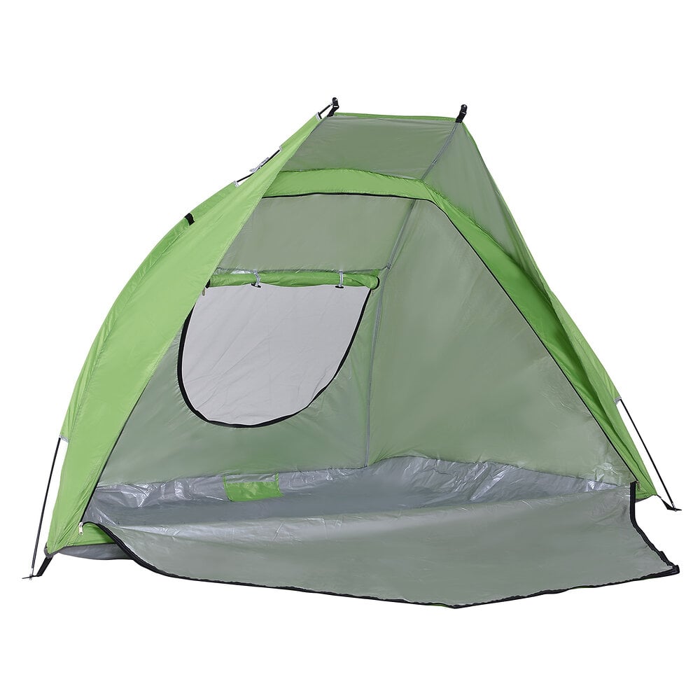 Outsunny Tente de camping familiale 4 personnes montage instantanée pop-up  4 fenêtres pare-soleil dim. 2,4L x 2,4l x 1,95H m fibre verre polyester  blanc gris