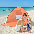 OUTSUNNY - Abri de plage tente de plage pliable pop-up automatique instantané protection UV fenêtre arrière grand tapis de sol orange - vignette