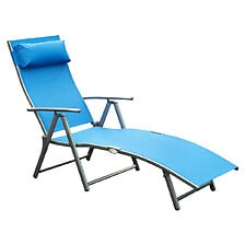 OUTSUNNY Outsunny transat chaise longue bain de soleil pliable dossier ...