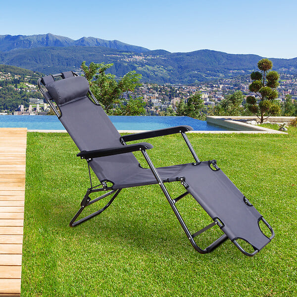 Chaise longue pliable bain de soleil transat de relaxation dossier
