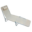 HOMCOM - Chaise longue pliante bain de soleil inclinable transat textilène lit jardin plage 182L x 56l x 24,5H cm beige - vignette
