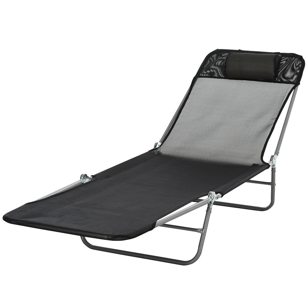 Chaise longue pliante bain de soleil inclinable transat textilène lit