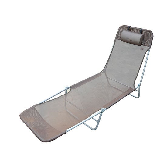 HOMCOM - Chaise longue pliante bain de soleil inclinable transat textilène lit jardin plage 182L x 56l x 24,5H cm chocolat - large