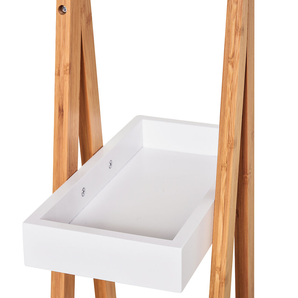 HOMCOM - Etagère en bambou de salle de bain étagère debout 3 paniers dim. 30L x 18l x 81H cm bambou MDF blanc - large