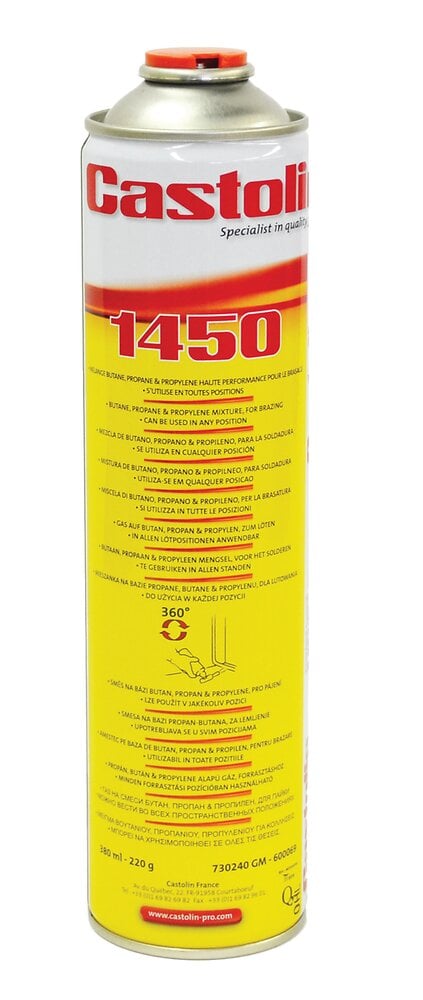 CASTOLIN - Cartouche de gaz butane/propane/propylène kit chalumeau 1450 380ml - large