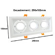 SILAMP - Support Spot GU10 LED Encastrable Triple Projecteur - Blanc - SILAMP - vignette
