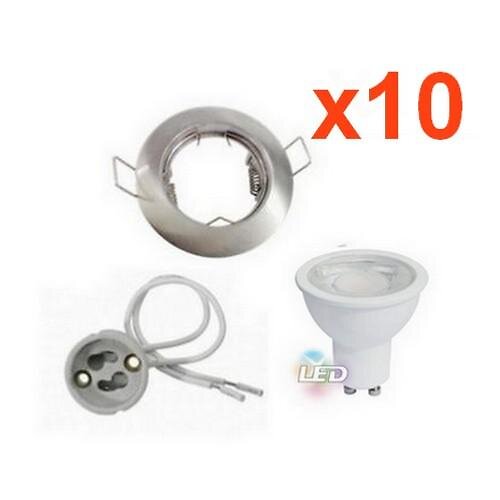Kit Spot LED GU10 encastrable avec Ampoule LED 8W (Pack de 10) Blanc