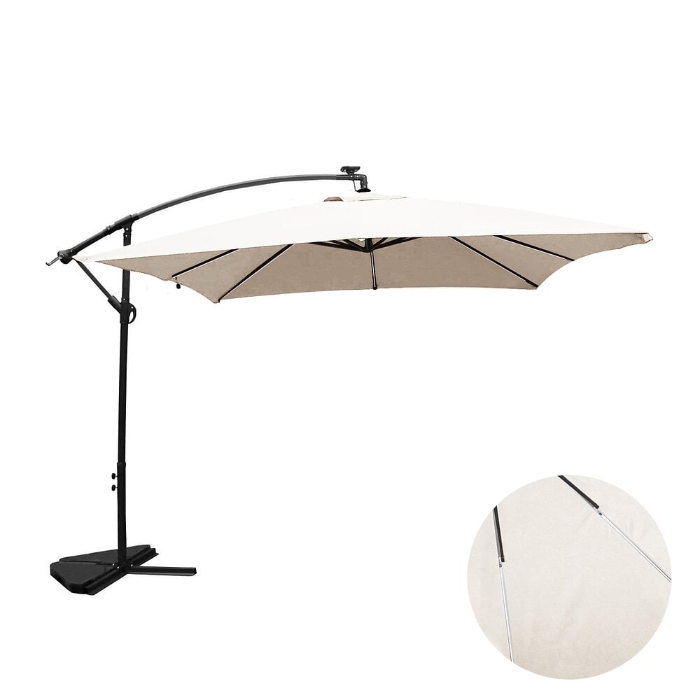 CONCEPT USINE - Solenzara Néon écru : parasol LED déporté 3x3m - large