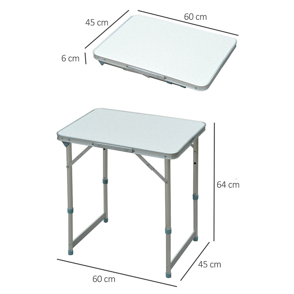 casa.pro ® Table de Camping Pliable en Aluminium et MDF avec Hauteur Réglable Table de Jardin Couleur Blanc 