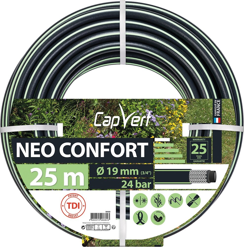 Tuyau arrosage Neo Confort Cap Vert Diamètre 25mm X 25m