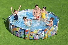 BESTWAY Piscine hors sol ronde 305x66cm imprimée animaux du monde