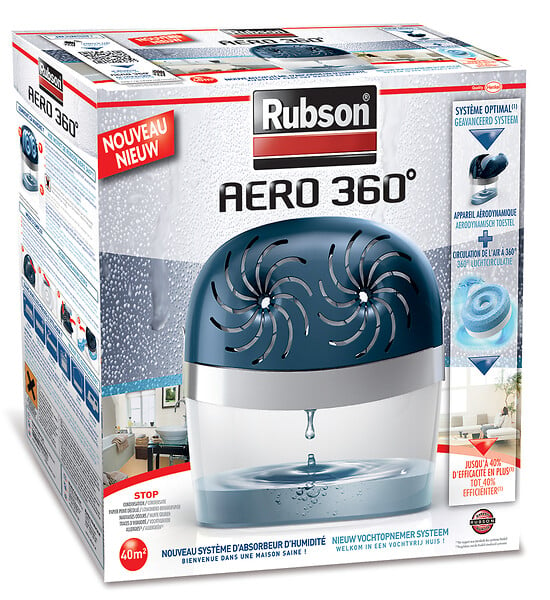 Absorbeur d'humidité Rubson Aero 360 - pièces jusqu'à 40m² - plus 6  recharges neutres