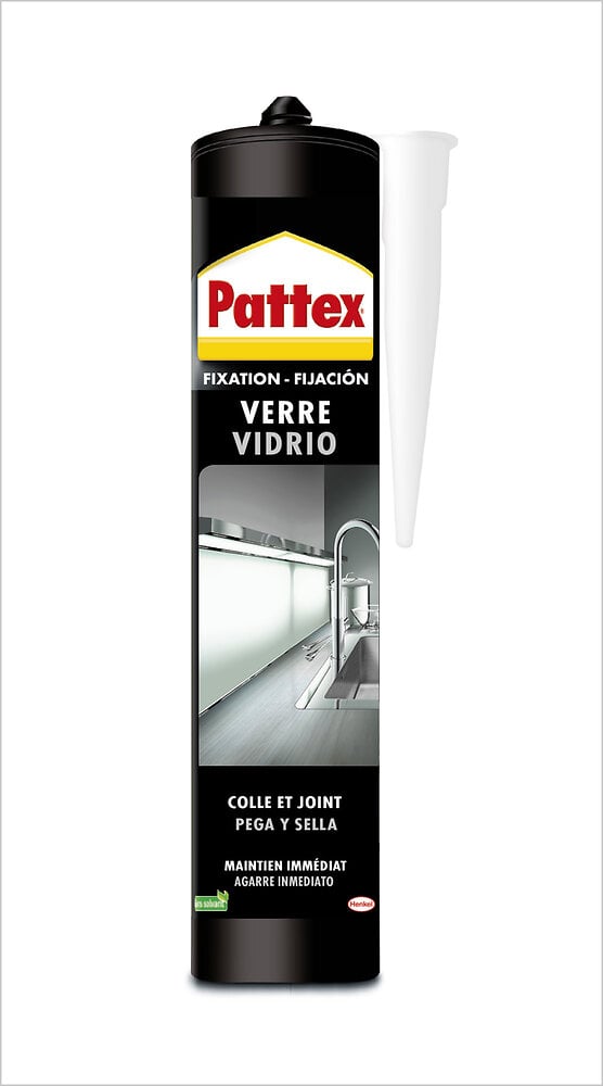 PATTEX - Colle fixation Gamme Rationnelle - Verre & Miroir cartouche 300g - large