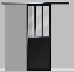 SKYLAB - Lot de porte coulissante Atelier, coloris noir, 73 cm - large