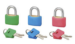 COTEKA - Lot de 3 cadenas laiton color 30mm anse acier 6 clés - large
