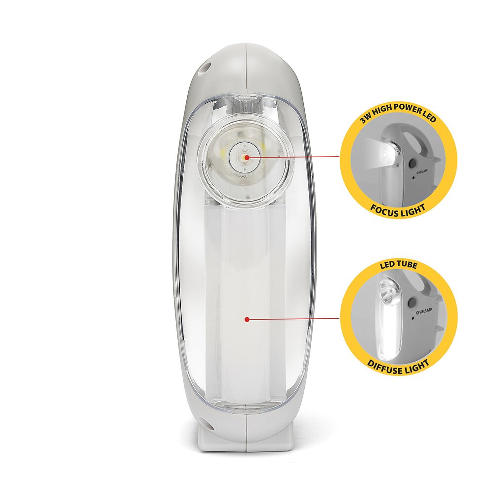 VELAMP - MINI OVIDEA: Lampe LED portable rechargeable 2 en 1, 170 lumen. Anti-coupures de courant - large