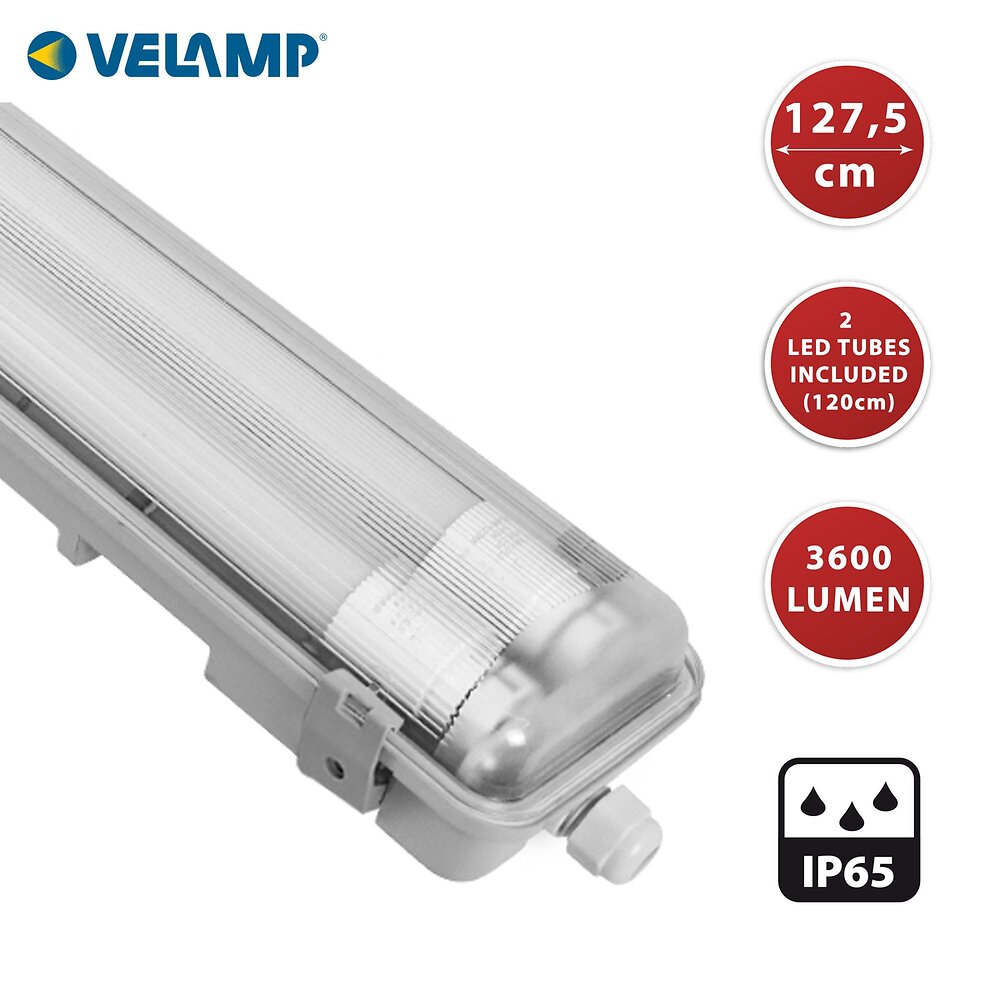 Kit de Réglette LED étanche + Tube Néon LED 120cm T8 36W - Blanc Neutre  4000K - 5500K - SILAMP - Brico Privé