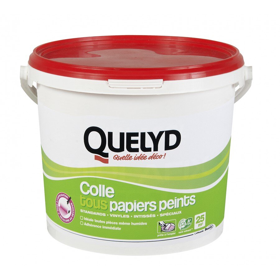 QUELYD - Colle pâte prêt à l'emploi pour papier peint premium 5kg - large