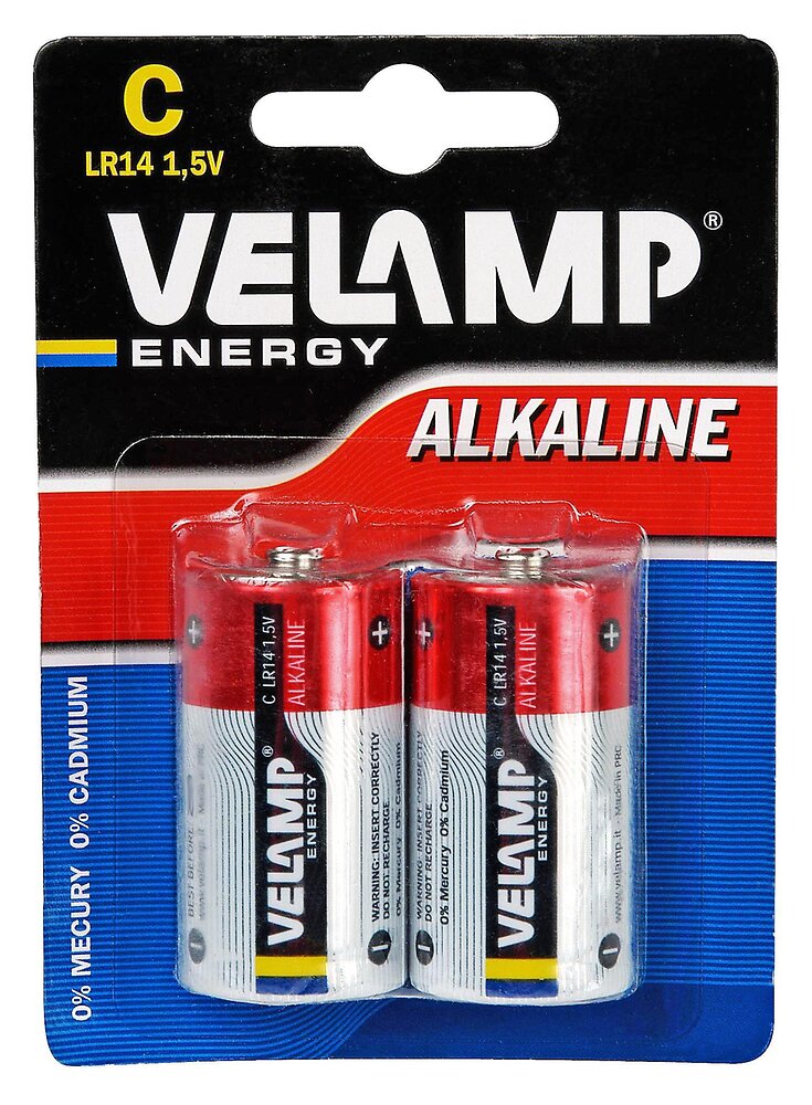 VELAMP - Pile alcaline, demi torche LR14 C, 1.5V, 2 pièces - large