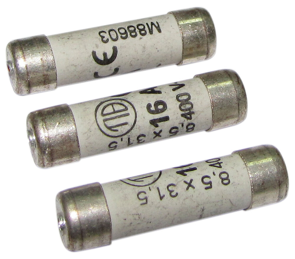 TIBELEC - 3 fusibles cyl. 8.5x31.5mm 16a.voy - large