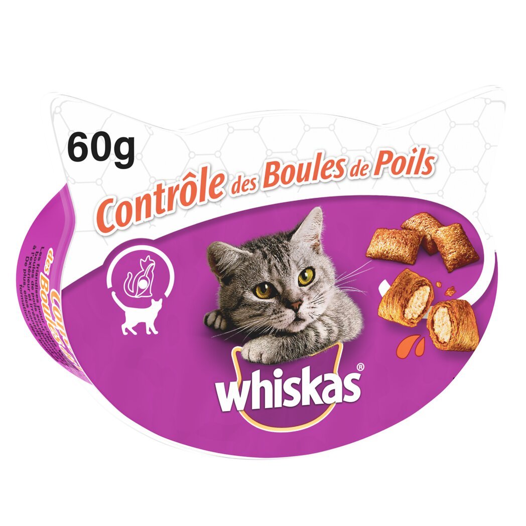 Whiskas Whiskas Les Irrésistibles - Friandises contrôle des boules de poils pour chats la boîte de 60g